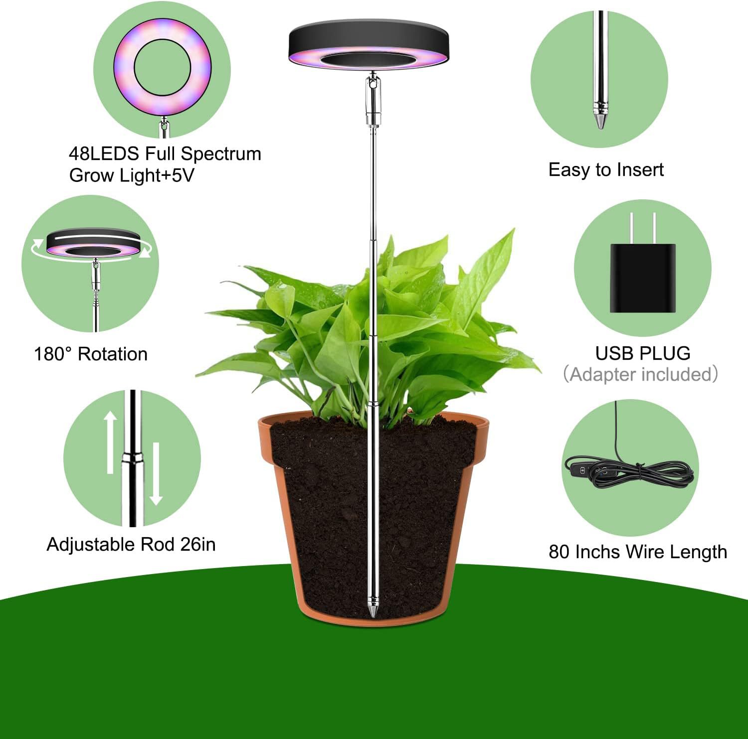 Retractable sunlight-like LED plant growth lamp, USB full-spectrum succulent lamp, seedling lamp, rose and aquatic plant supplementary lighting lamp pic 5