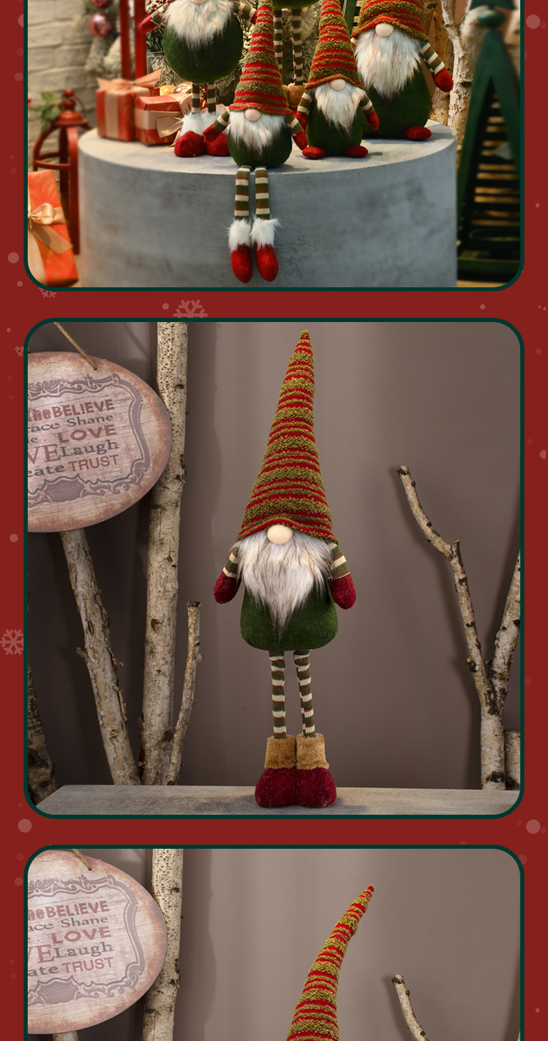 跨境新款圣诞装饰用品针织帽鲁道夫公仔侏儒无脸娃娃橱窗工艺摆件详情9