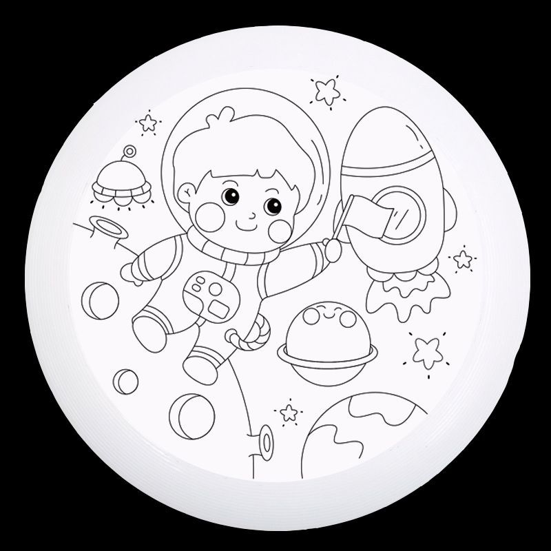 飞盘玩具diy手绘画涂鸦儿童线稿填色材料包套装回旋空白创意飞盘详情6