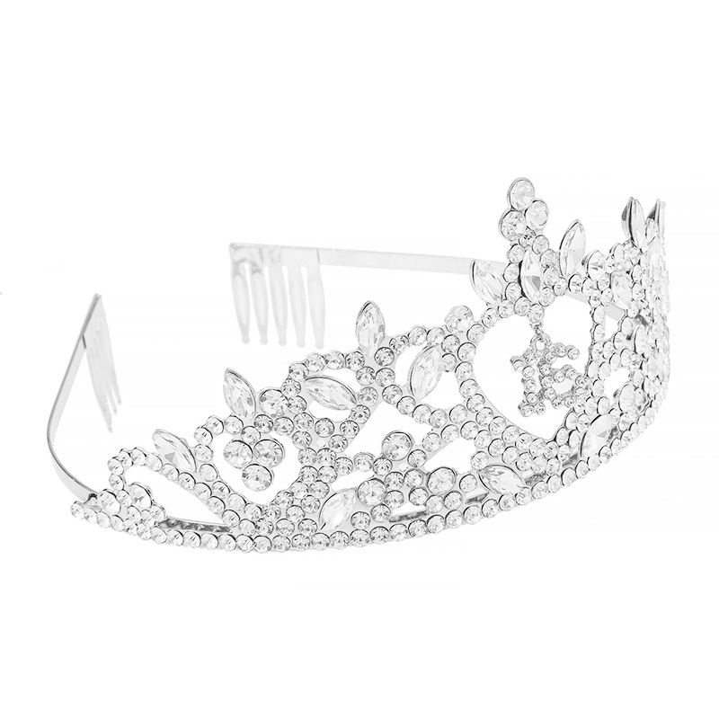 European and American cross-border design sense diamond-encrusted 15-16-year-old digital pendant water diamond crown birthday party headwear crown pic 10