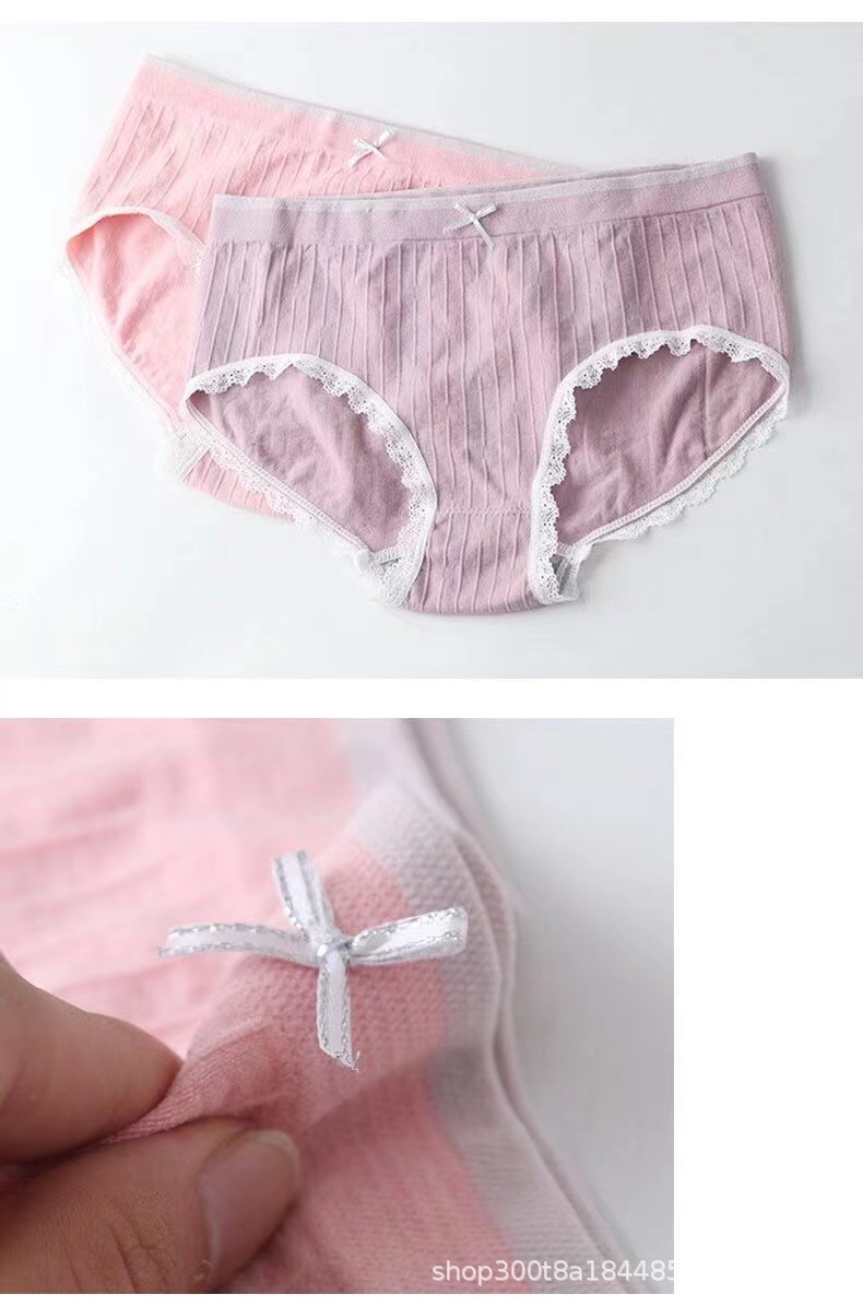 火烈鸟女士内裤少女蕾丝无痕纯棉石墨烯裆生理中腰无缝三角裤批发详情13