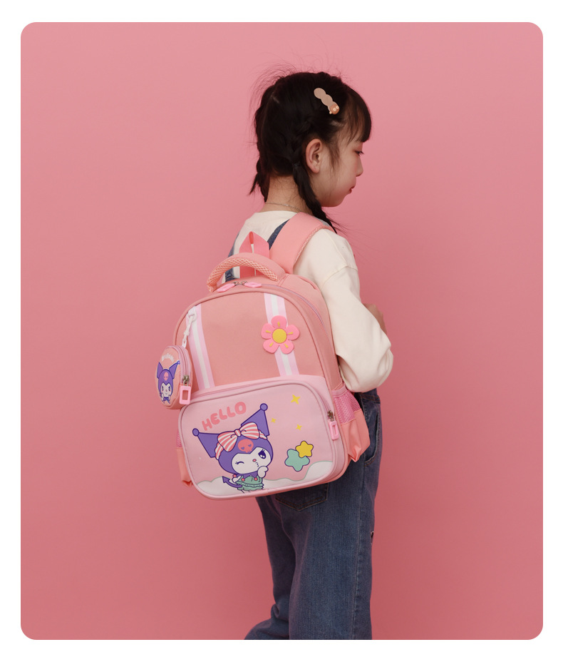 小学生书包卡通库洛米一二年级萌娃双肩背包耐脏护脊减压儿童背包详情30