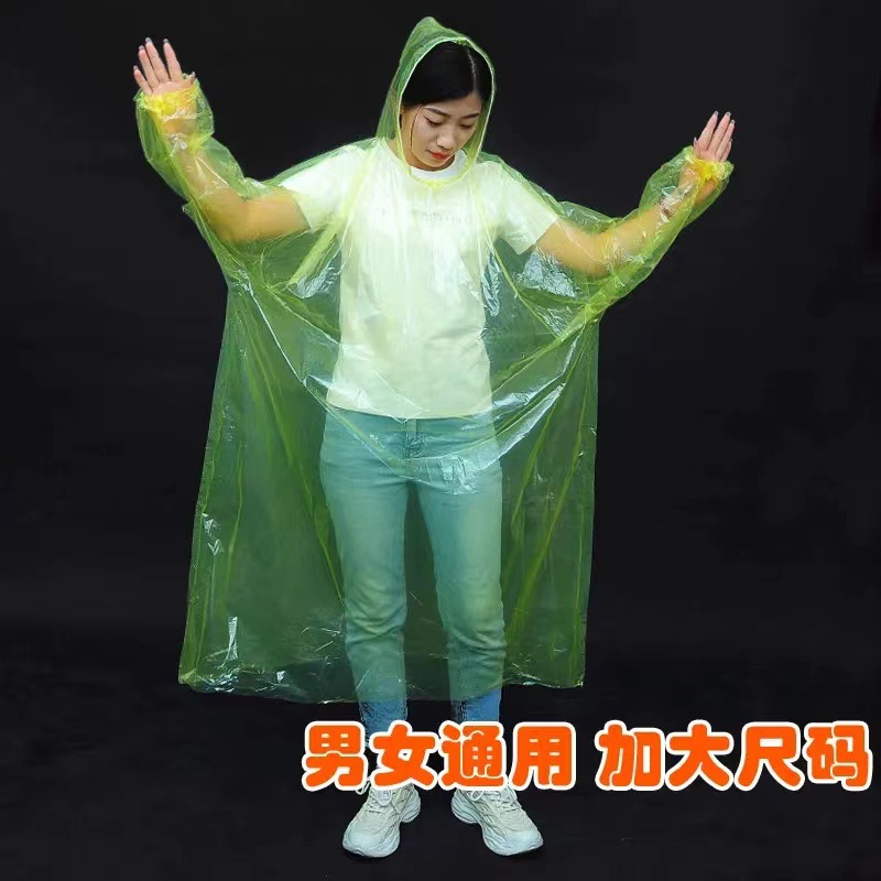 一次性PE聚乙套衫旅游漂流演唱会防汛抗台应急工地皮筋帽绳雨衣详情2