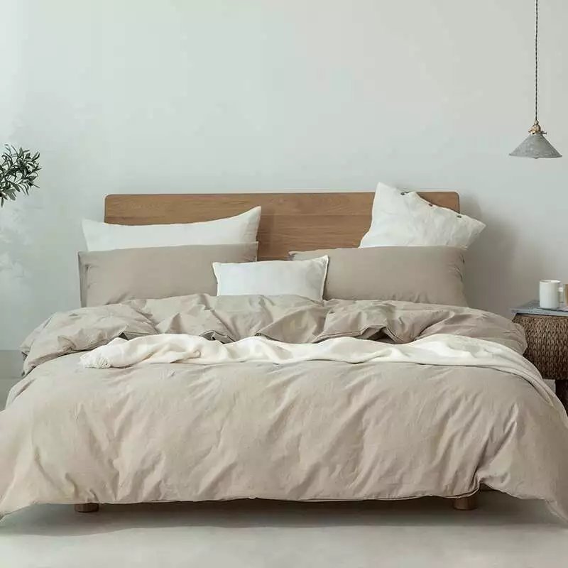 Muji pure cotton washed cotton four-piece set, Class a baby and mother grade bed sheets and duvet covers, all-cotton light luxury high-end bedding pic 36