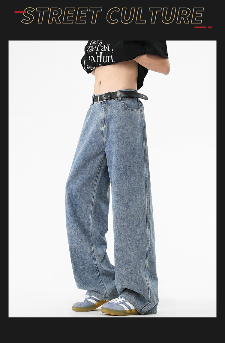 美式复古牛仔裤2025年春季新款男士宽松直筒阔腿裤时尚百搭休闲裤详情24