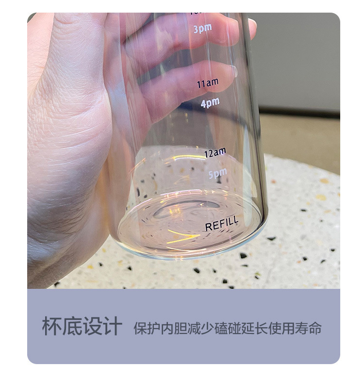 The same style of plastic cup with time scale as Xiaohongshu, transparent and highly attractive glass creative water cup, casual cup and gift cup pic 17