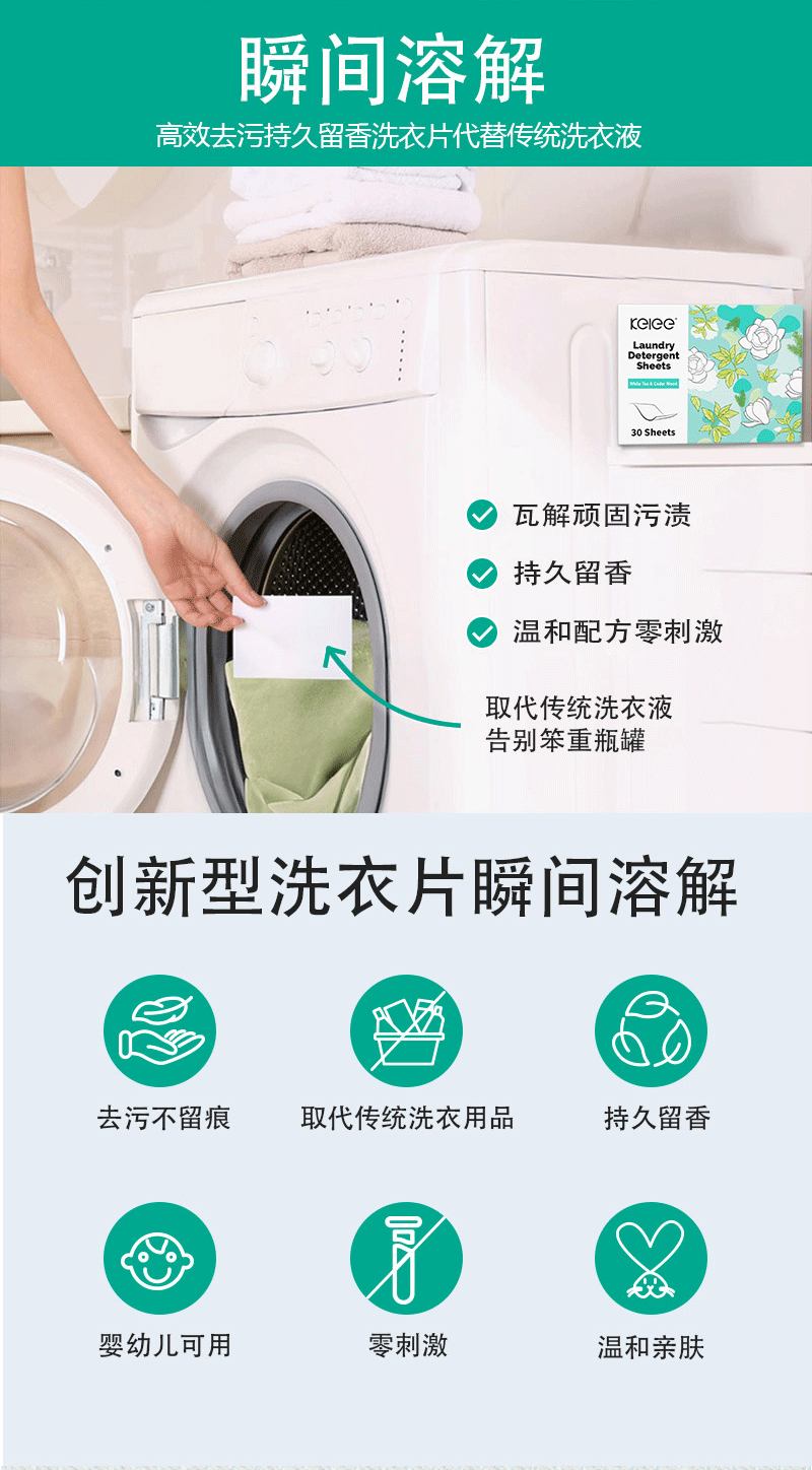 Super concentrated laundry tablets, long-lasting fragrance, white tea flower scent, powerful decontamination water formula, source factory pic 3