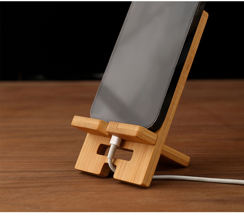 Bamboo mobile phone stand, bamboo base, mobile phone charging stand, multi-functional stand for mobile phone and tablet, printed LOGO pic 12