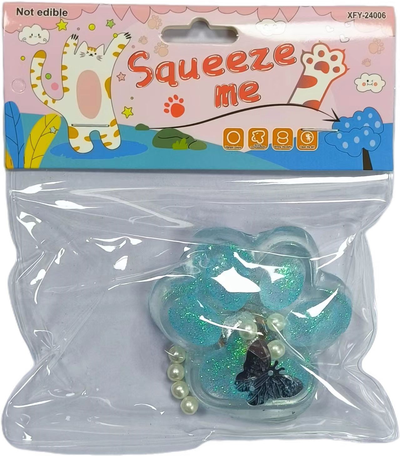 工厂直销TPR软胶透明金粉带灯中号猫爪猫掌萌宠团子卡通减压玩具详情4