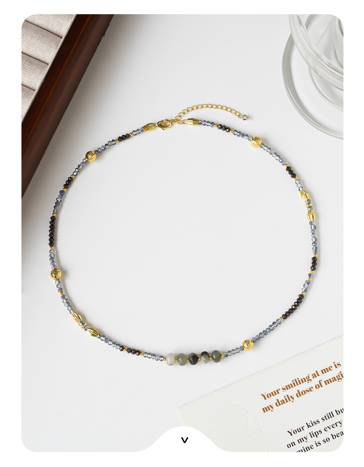 国风新中式虎眼石跑环串珠手工项链天然石气质复古设计感锁骨链女详情11