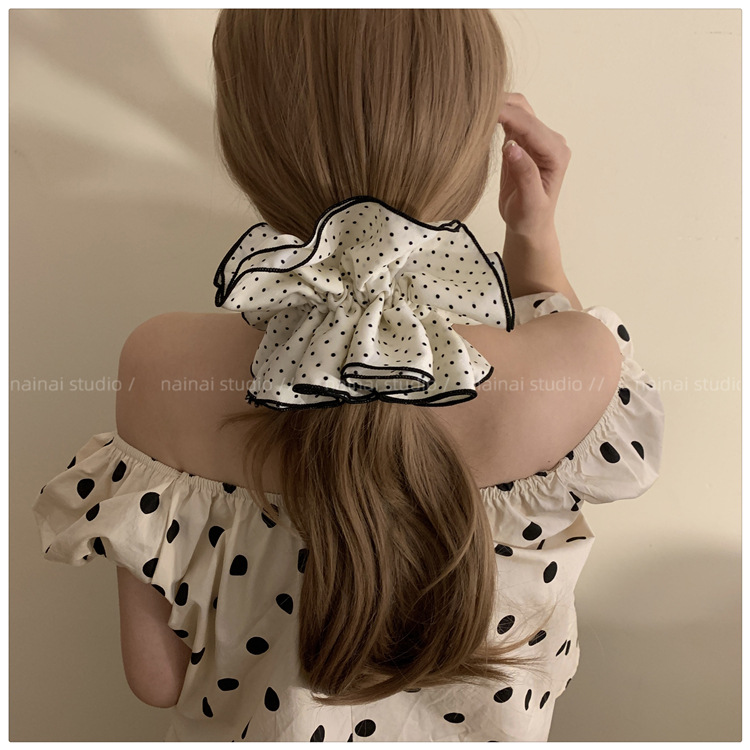 法式优雅波点大肠发圈网红2025新款简约温柔低马尾头绳女款发圈详情3