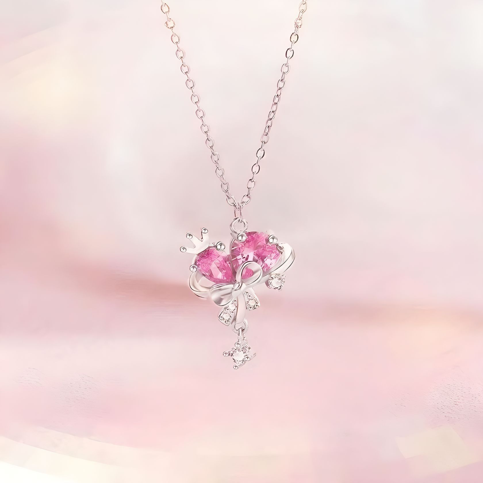 银贝S925纯银项链仙女星球甜心蝴蝶吊坠锁骨链女甜美时尚百搭颈链详情5