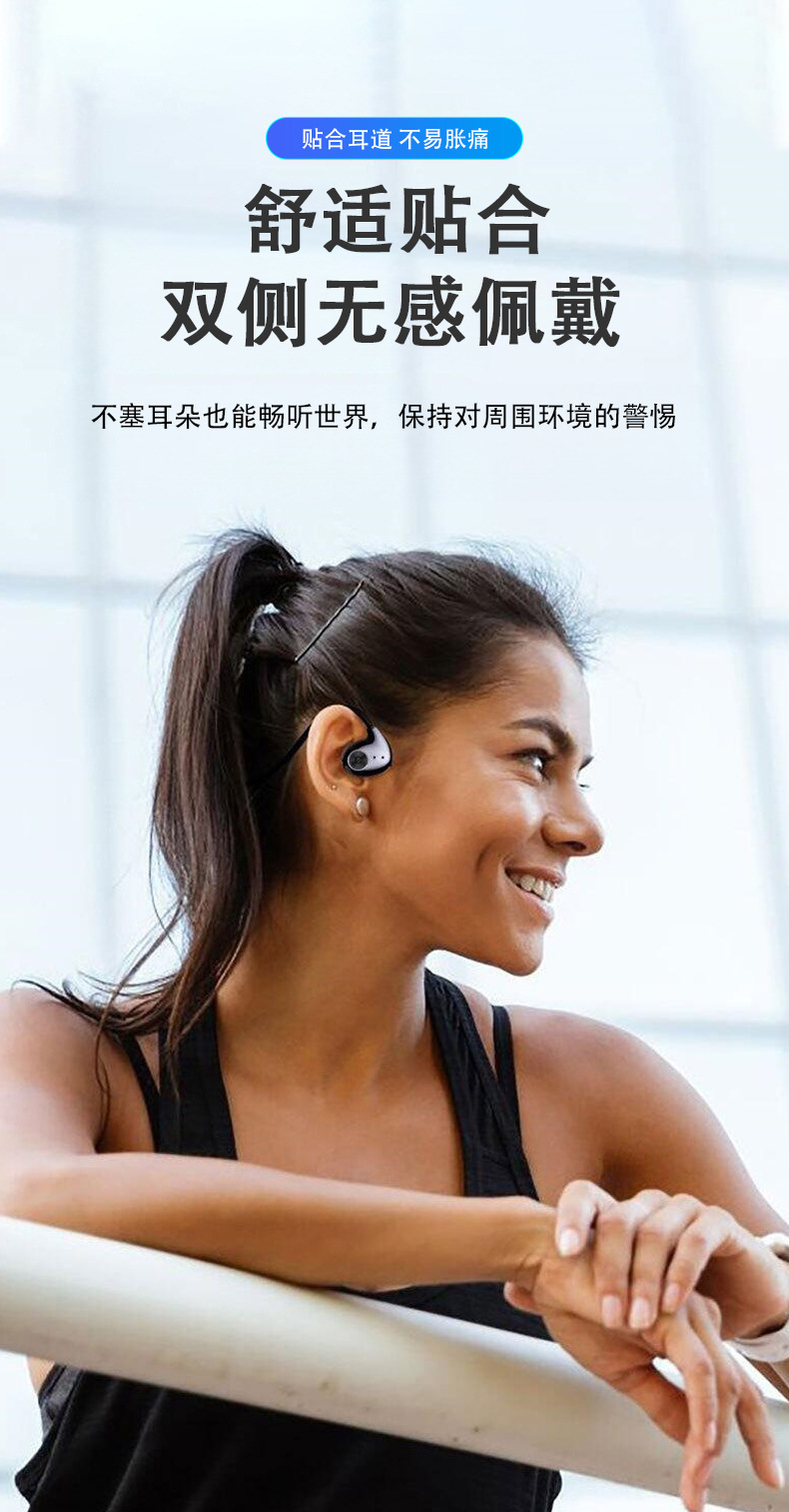 AI voice translation headphones, true bone conduction sports Bluetooth headphones, no sound leakage, no in-ear sound, rear wrap wireless noise cancellation pic 5