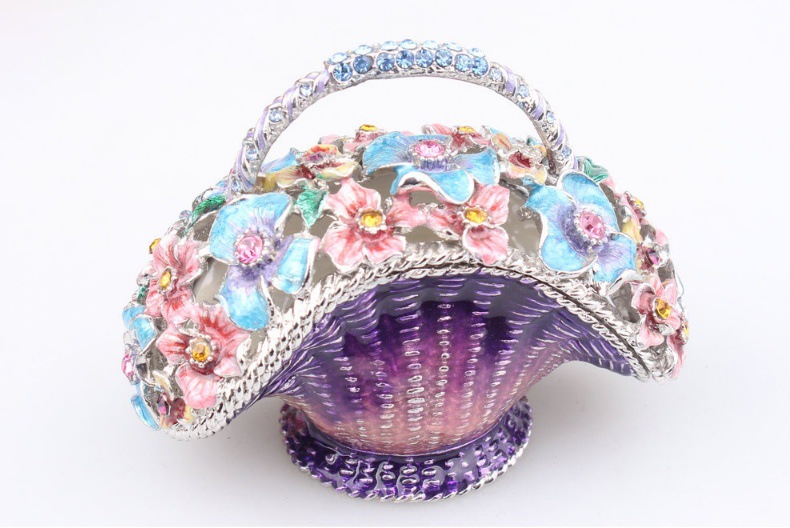 金属首饰盒生日礼物景区热卖的工艺品花篮珐琅彩摆件客厅家居装饰详情7