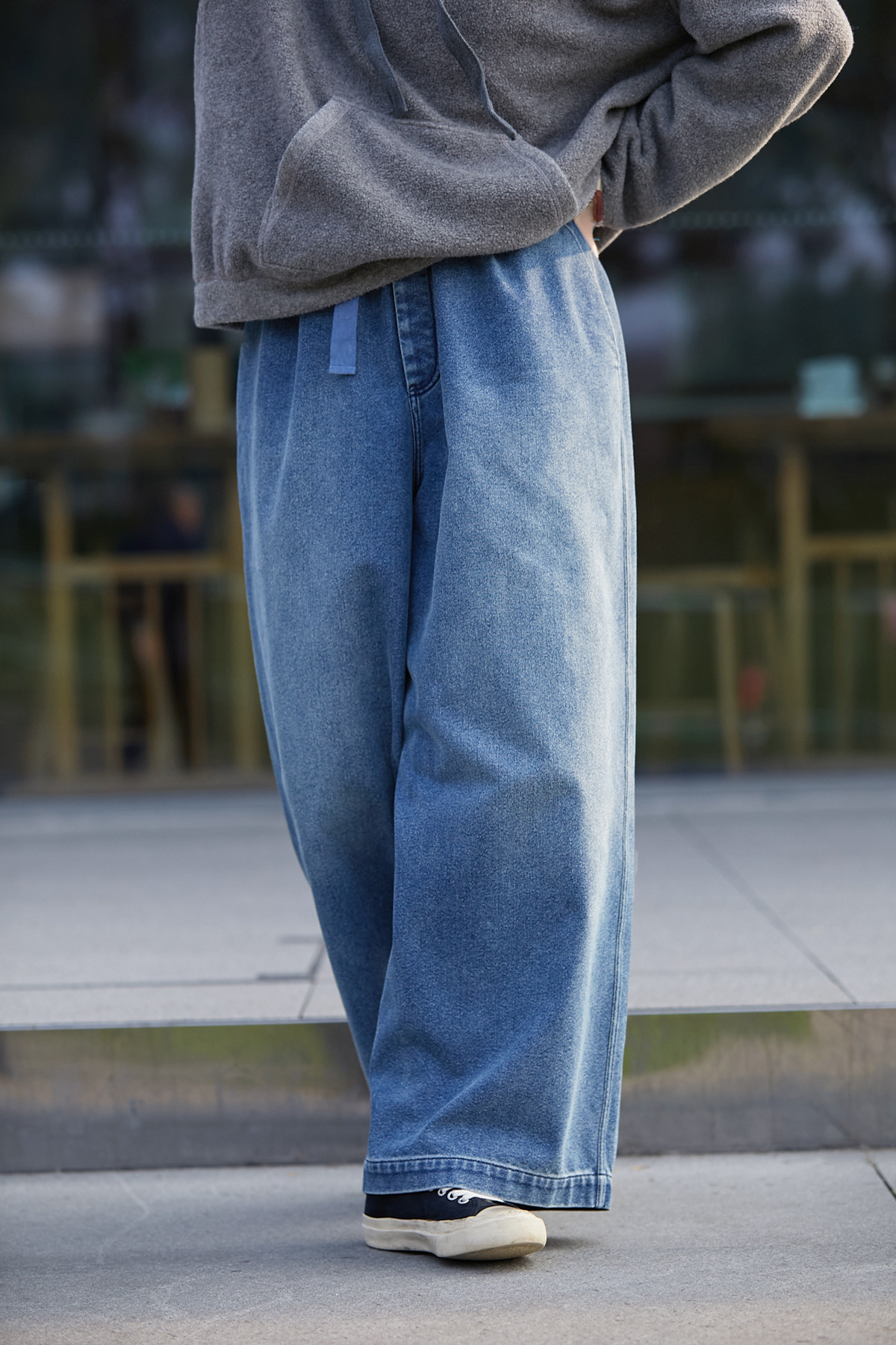 2025春秋款少年蓝色文艺小众松紧腰传统水洗磨毛休闲牛仔裤详情17