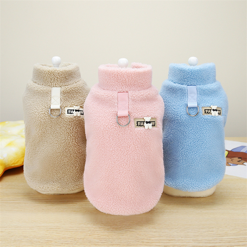 23年秋冬季新款可牵引加厚双层韩系羊羔绒宠物狗狗马甲详情4