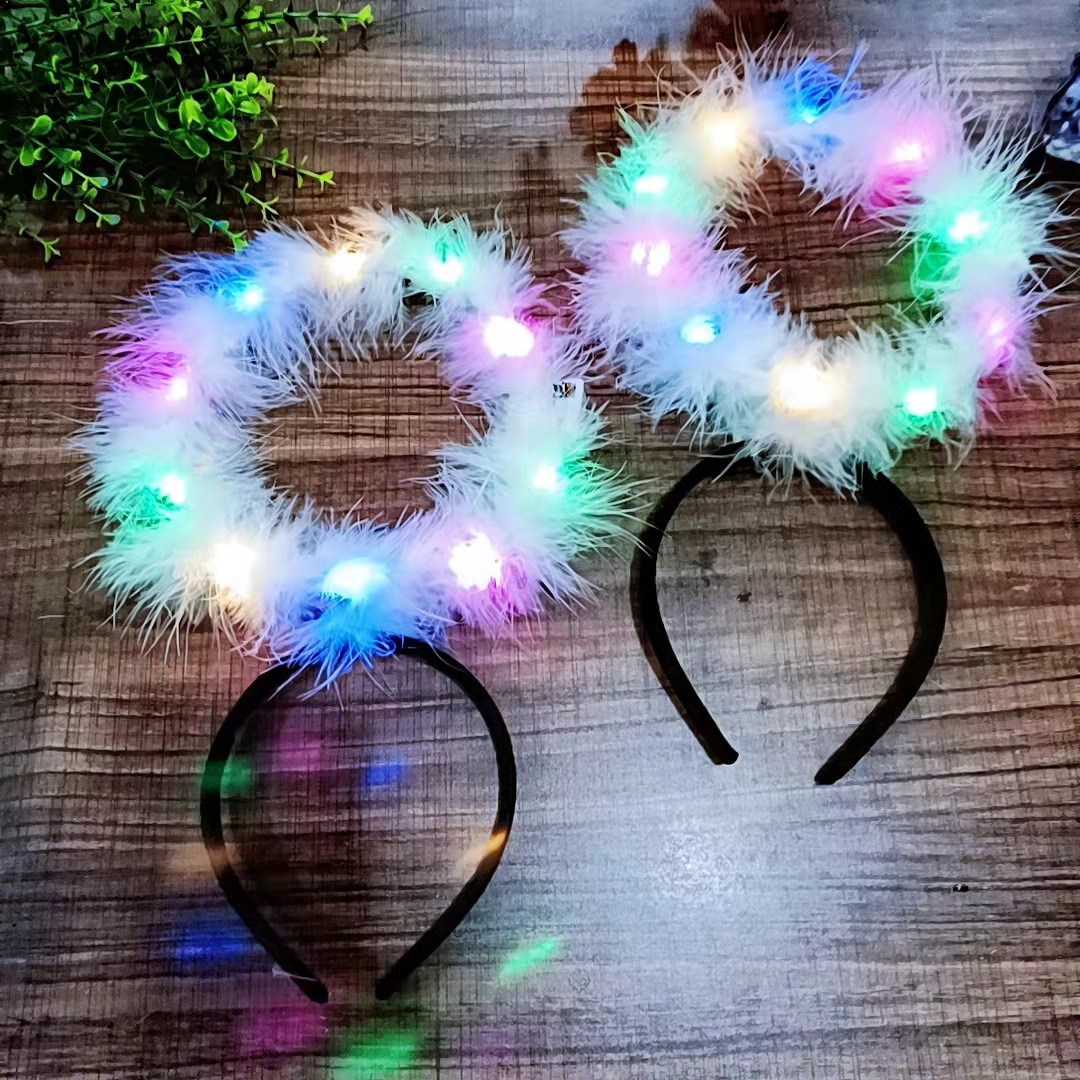 发光天使羽毛发箍舞台节目表演头饰发光头成人儿童发饰详情3