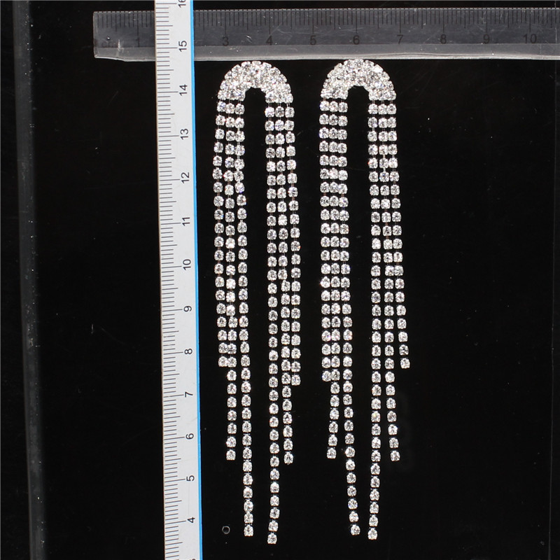 爪链流苏链装饰耳环长款耳针钻链耳饰品女孩首饰铜爪烧焊厂家直销详情24