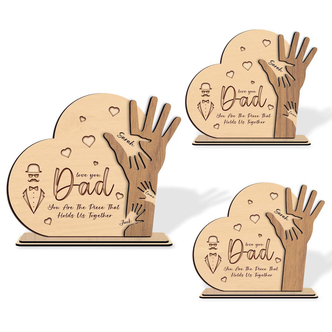 跨境新品母亲节父亲节手势木制家庭手势家居装饰摆件木质工艺品详情12