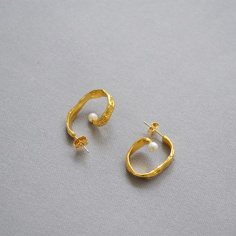 新春彩蛋清仓特价回馈欧美复古小众设计黄铜镀金个性气质耳钉耳饰详情9