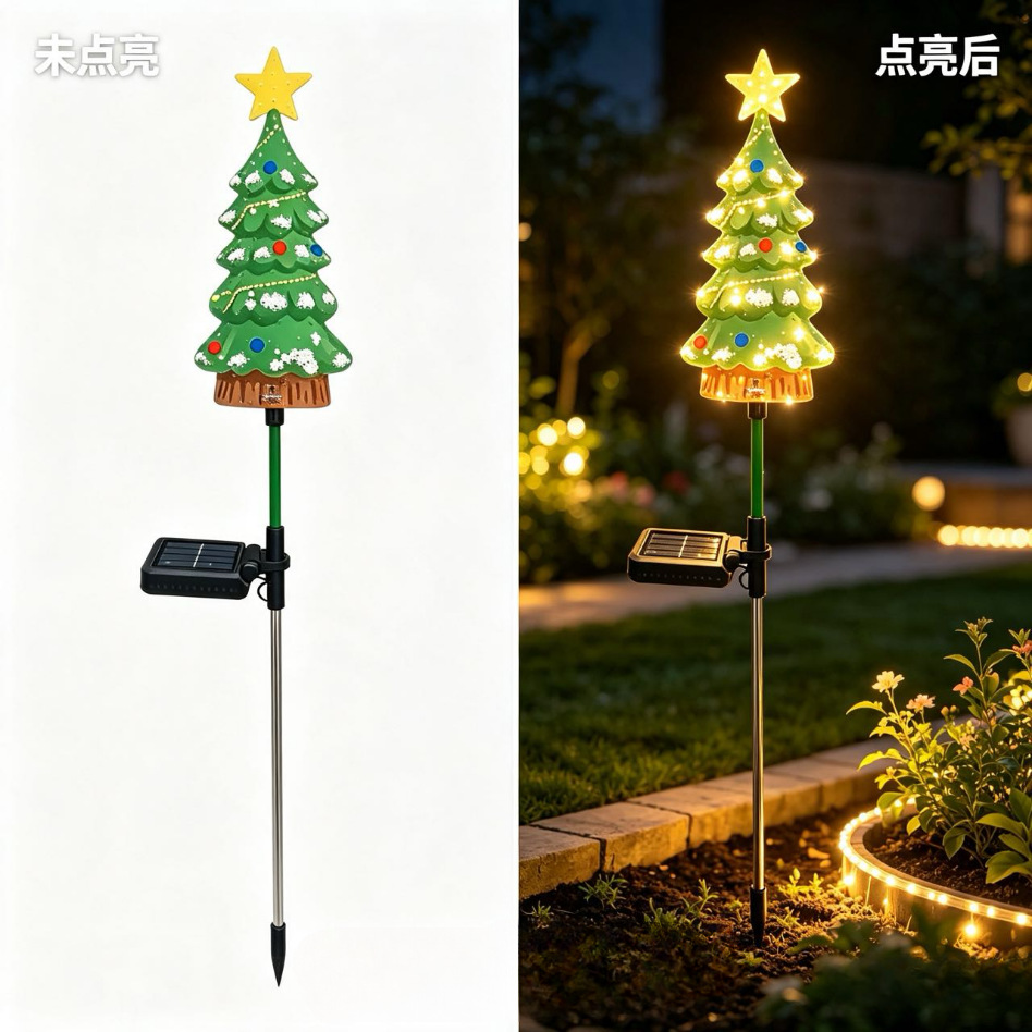 Christmas decorations, solar-powered Christmas ornaments, green Christmas tree shaped solar lighting fixtures, floodlights, outdoor energy-saving and environmentally friendly portable monitoring street lamps, lighting products pic 4