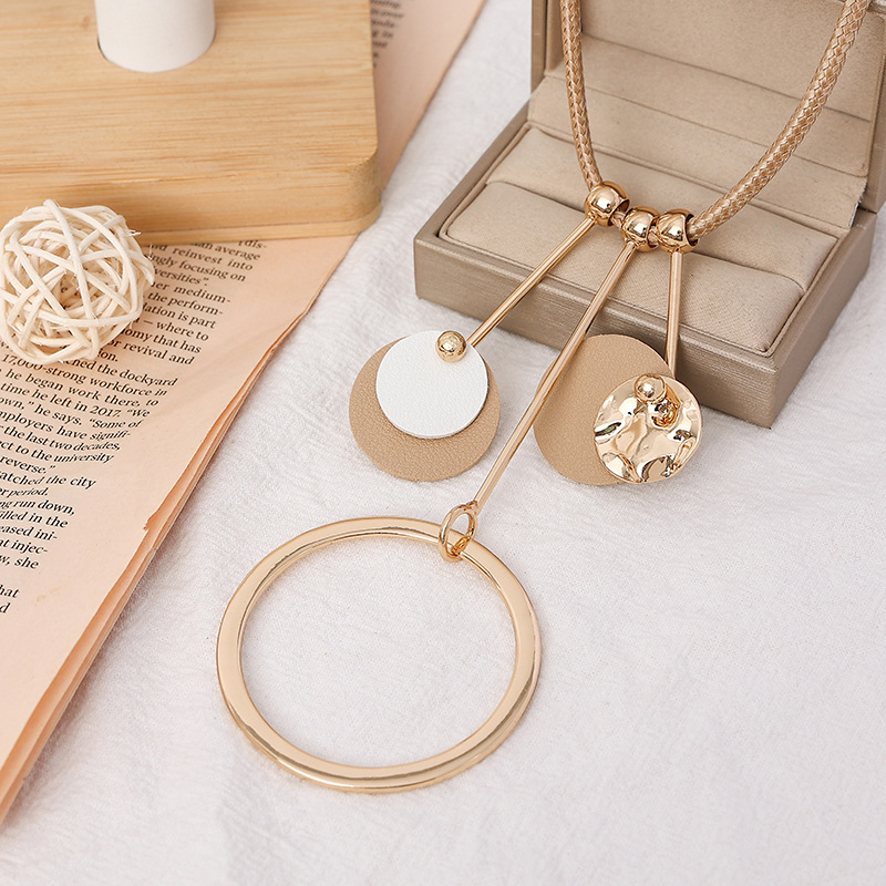 跨境饰品亚马逊爆款项链欧美简约皮革高级时尚长款秋冬女士毛衣链详情13