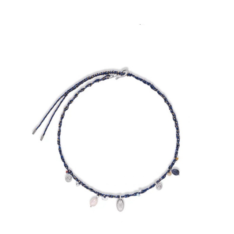 欧美时尚褶皱贝壳复古编绳项链小众设计淡水珍珠度假风叠戴锁骨链详情7