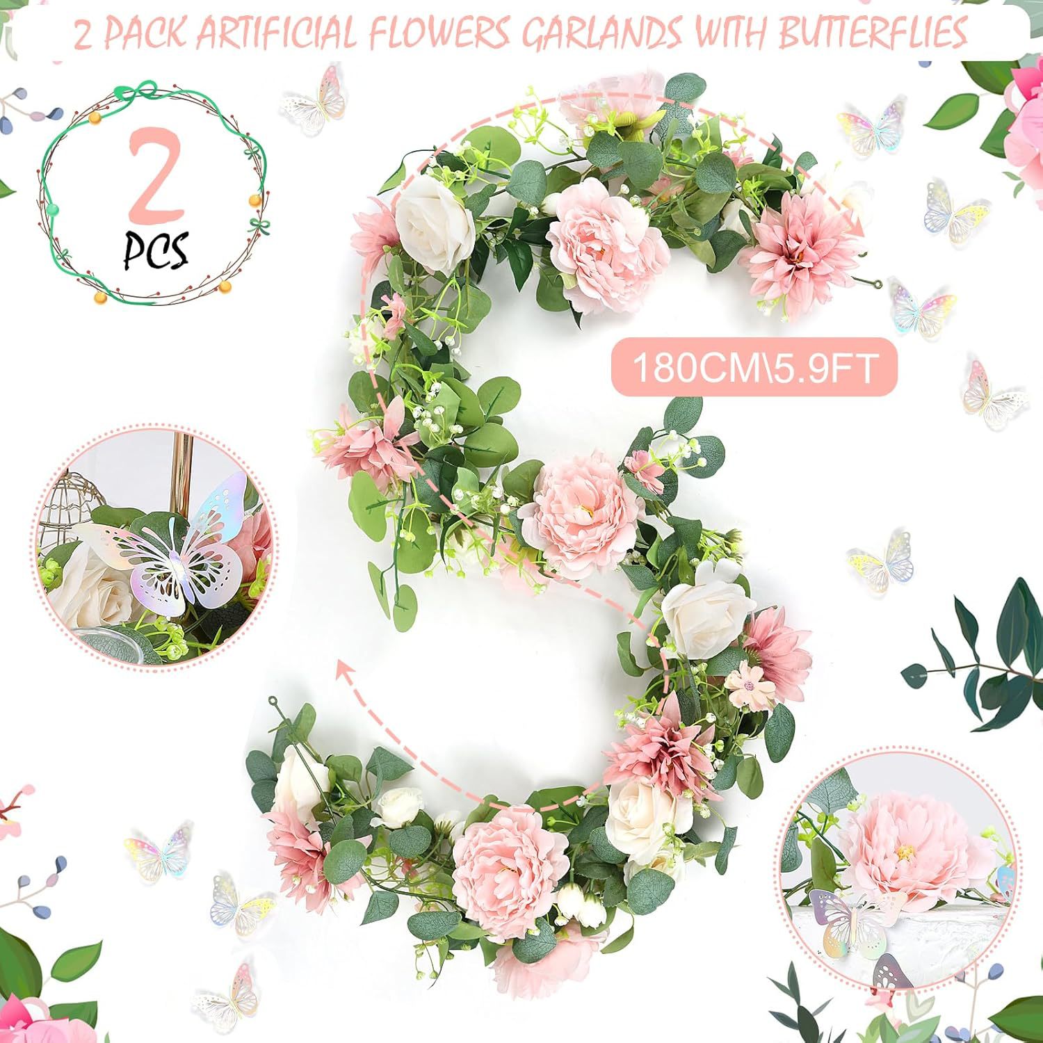 跨境假花藤条仿真花玫瑰花藤条空调客厅管道装饰家居布置仿真藤条详情1