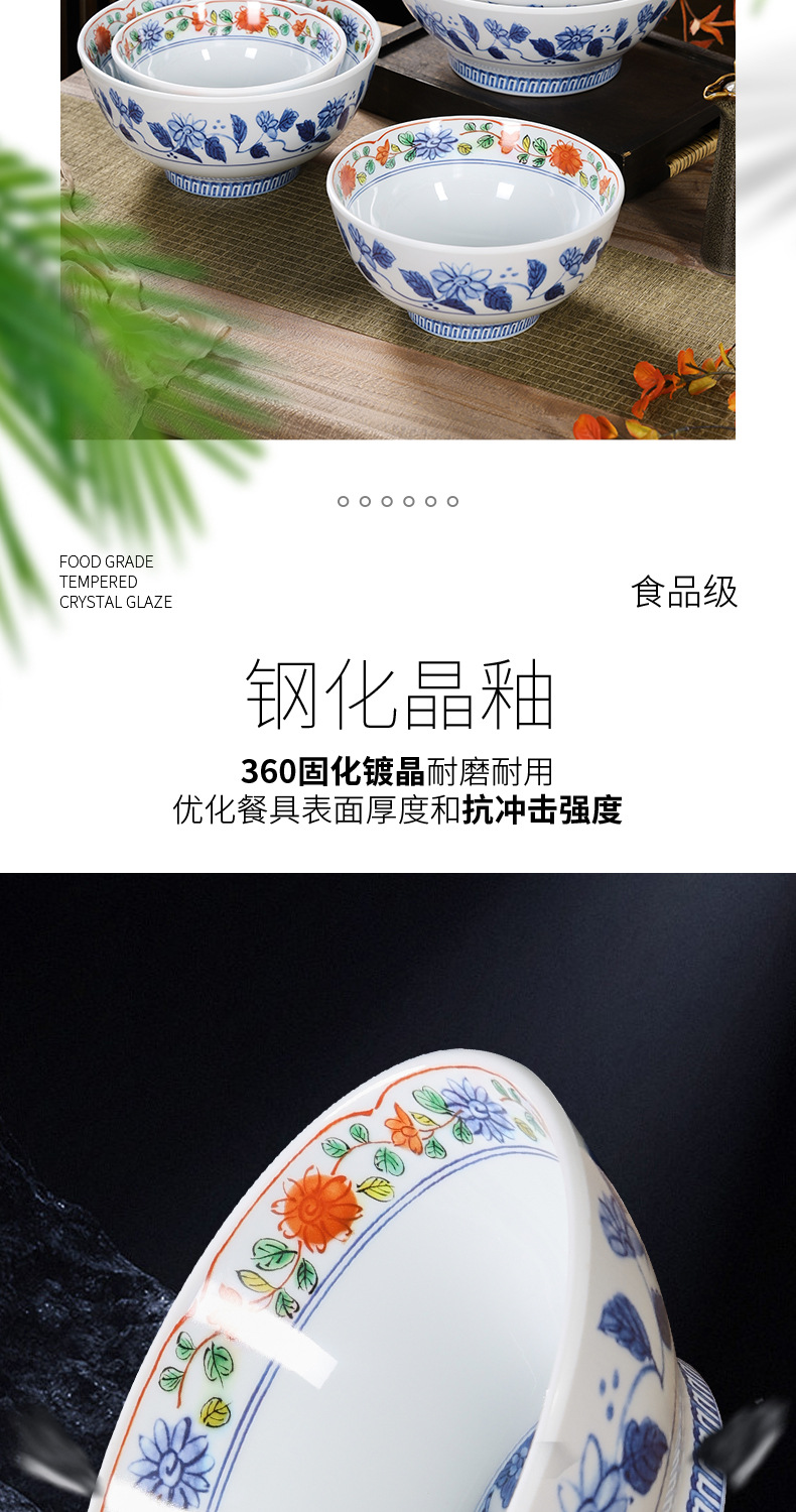 密胺面碗国潮复古繁花宽口碗商用仿瓷耐摔耐高温拉面碗青花大碗详情3