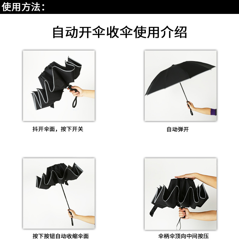 24骨全自动商务伞防晒折叠伞晴雨两用广告伞大号自动雨伞定制logo详情13