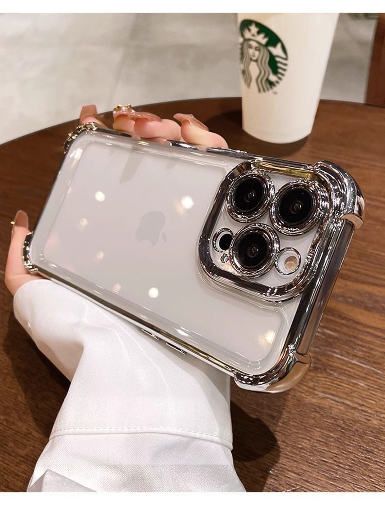 适用苹果16promax手机壳iPhone15四角气囊电镀壳14高级感13小众12详情8