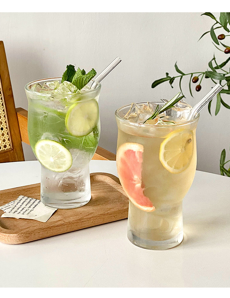 ins popular restaurant wide-mouthed fruit tea cups, extra-large capacity glass cups, milk tea drinks, juice cups, cold drink cups pic 4