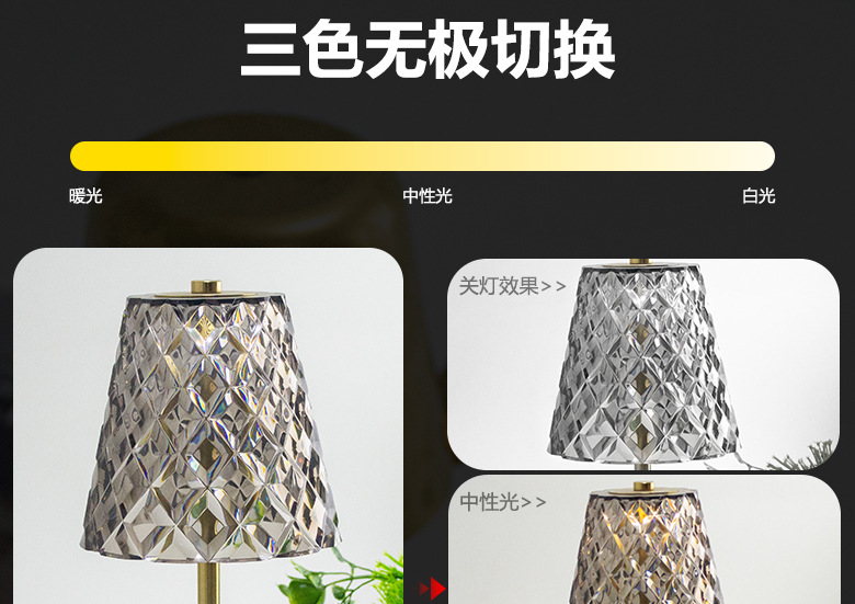 水晶桌面小夜灯跨境电商5v低能耗酒吧简约充电氛围台灯小夜灯厂家详情6