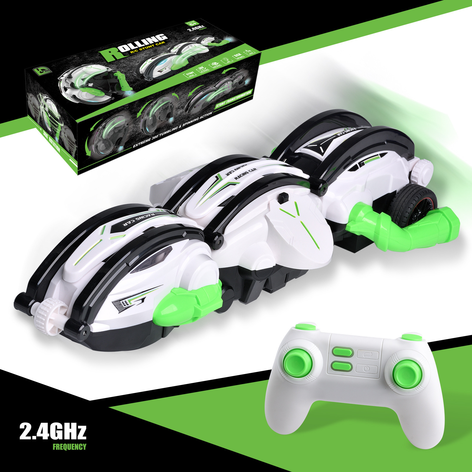 2.4G高速变形翻滚车六轮灯光控制锁轮男孩360度翻滚遥控车玩具详情8