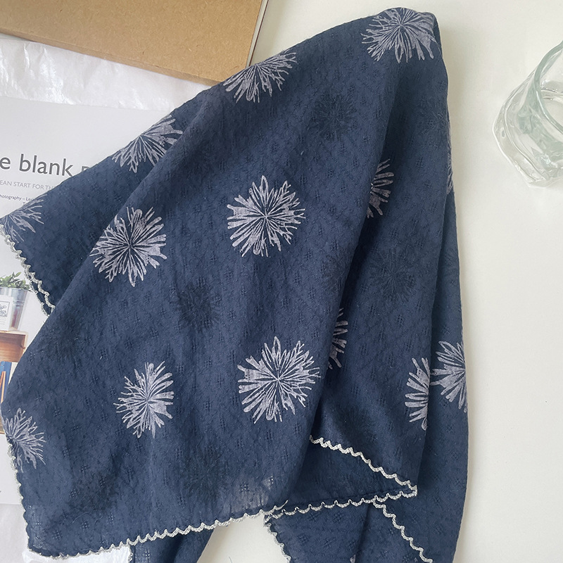 Japanese-style breathable cotton and linen small square scarf for women, 60x60cm, forest girl neck protection small scarf, sun protection travel photo headscarf pic 28