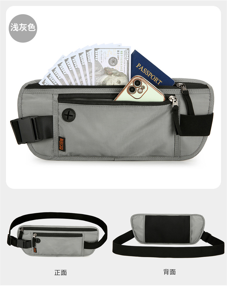 2024新款手机护照证件包腰包贴身防盗刷RFID防水防盗超薄手机腰包详情14