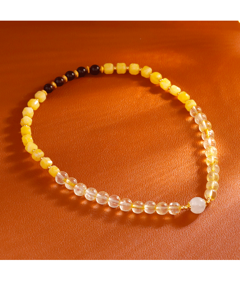 Hyacinth天然黄水晶小叶紫楦双圈手链招财手串轻奢高级感闺蜜生日礼物两条相叠详情7