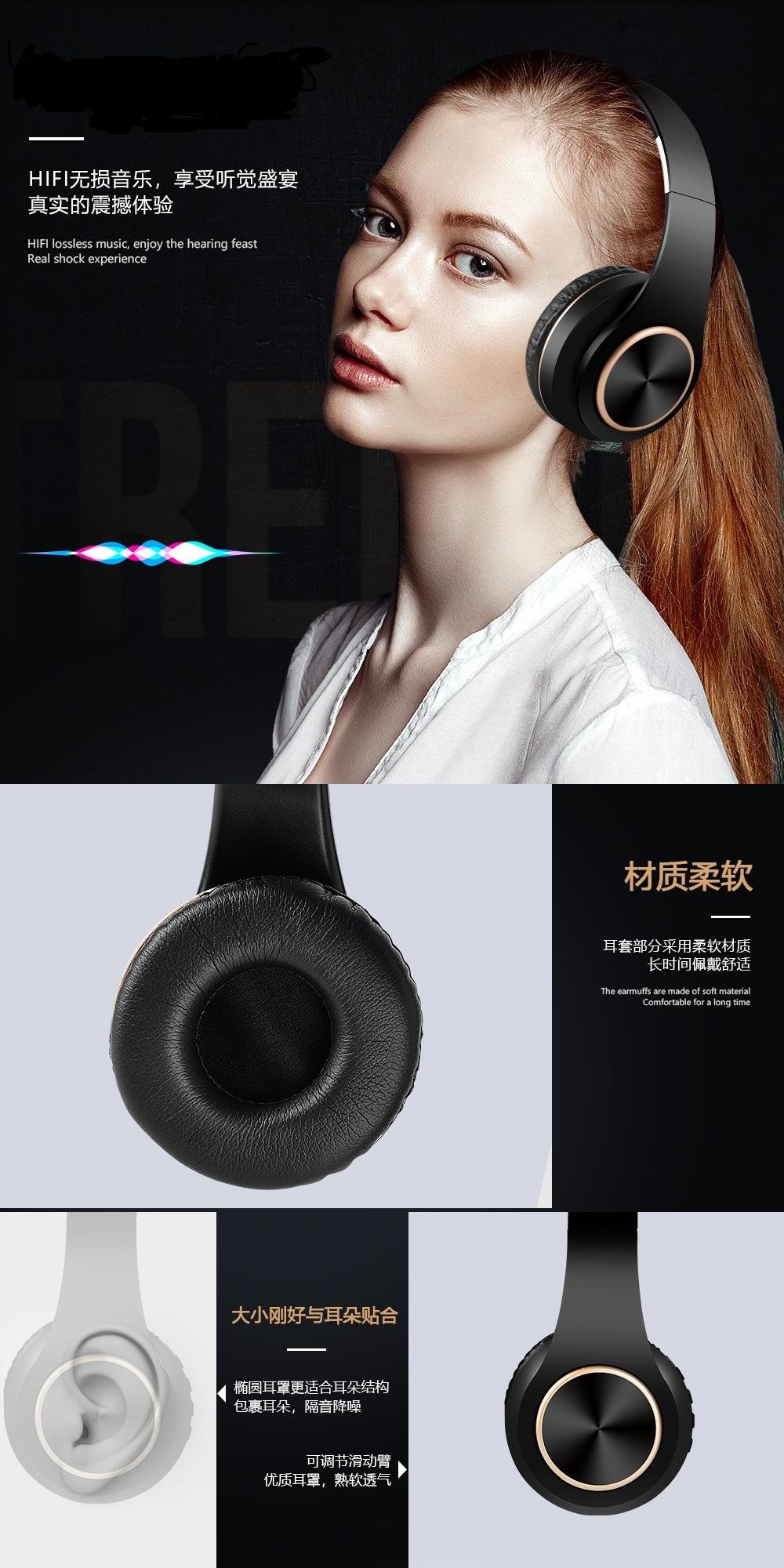 Ultra-long battery life, ANC noise-cancelling, portable, foldable, soft, large ear cup over-ear Bluetooth headphones, wireless gaming headphones pic 5