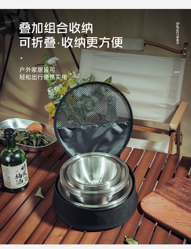 304不锈钢金属拉丝碗具套装密胺玻璃陶瓷六寸小碗详情11