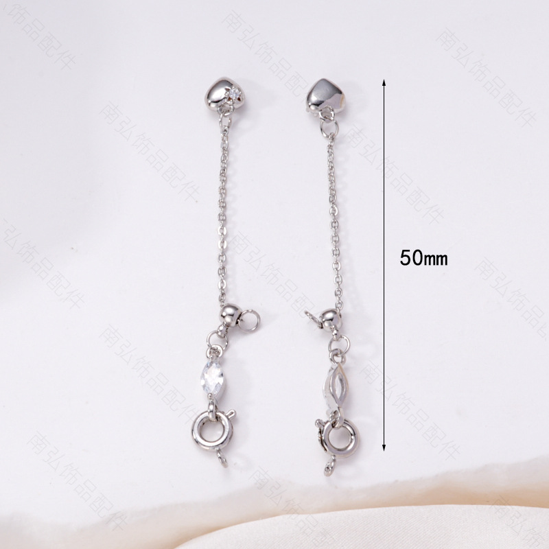 Pearl necklace, extended chain, heart-shaped tail chain, adjustable zipper bracelet, diy handcrafted accessory, tail chain pic 5