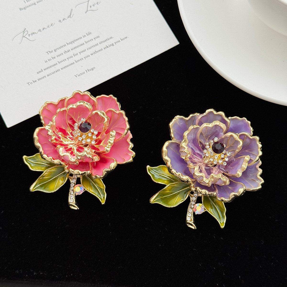 High-end peony flower exquisite brooch, Chinese-style classical brooch, elegant brooch, flower cheongsam and Hanfu accessories pic 8