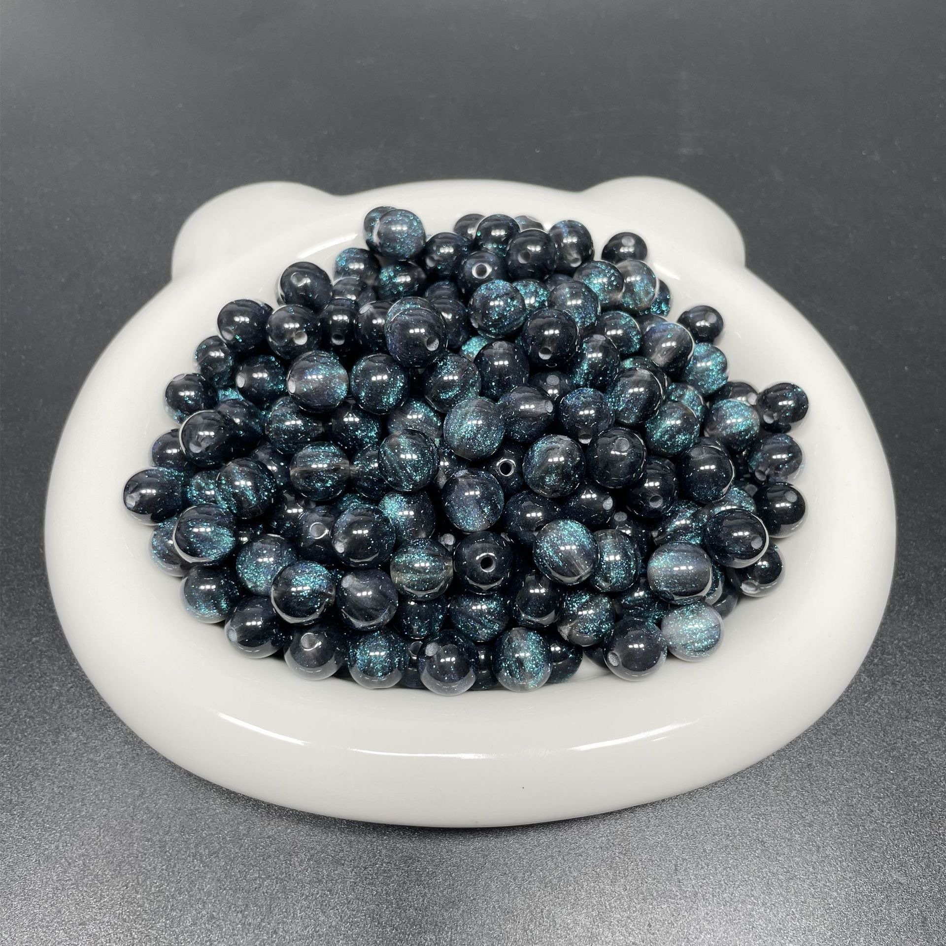 8/10/12mm resin fine Sparkling Starry Sky Mermaid Pearl resin imitation cat eye bead diy bracelet accessory pic 5
