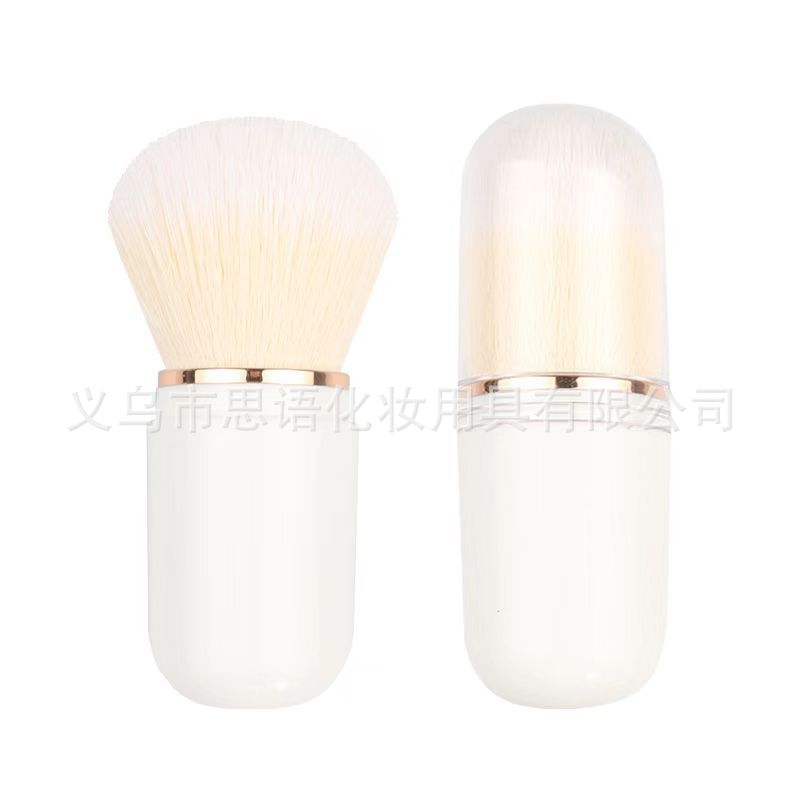 New single-piece portable capsule retractable blush brush, plastic fiber bristle makeup tool, multi-functional mini brush pic 9