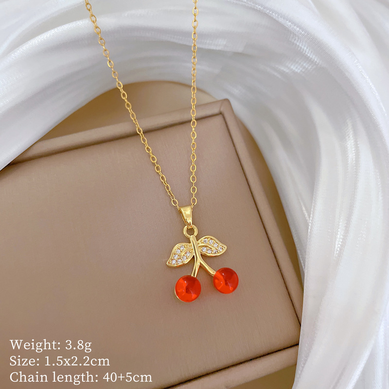 【钛钢】铜微镶爱心时尚轻奢气质华丽满钻项链女百搭锁骨链钛钢详情17