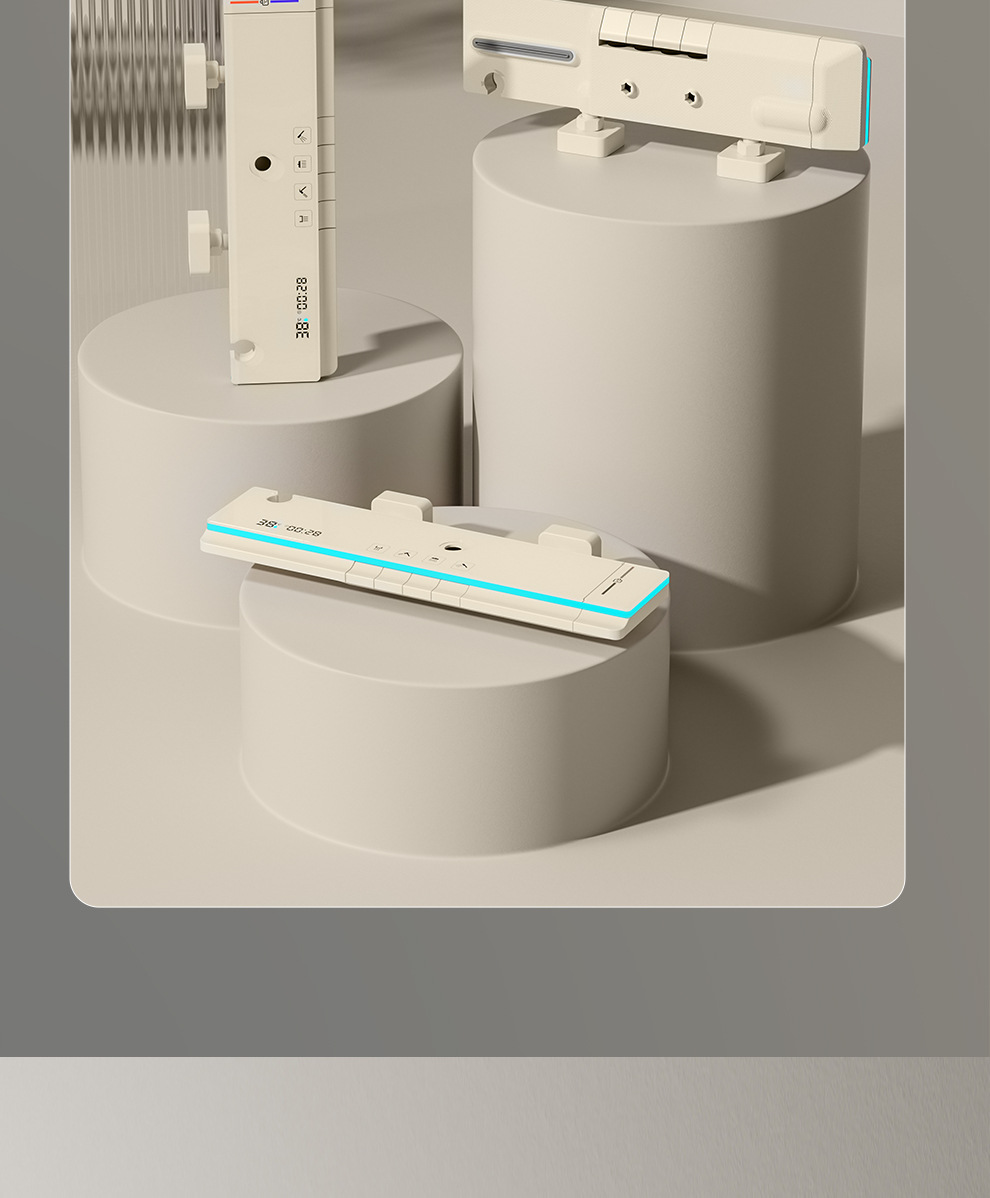 奶白色全铜淋浴花洒套装淋浴家用氛围灯恒温钢琴键数显增压沐浴器详情27