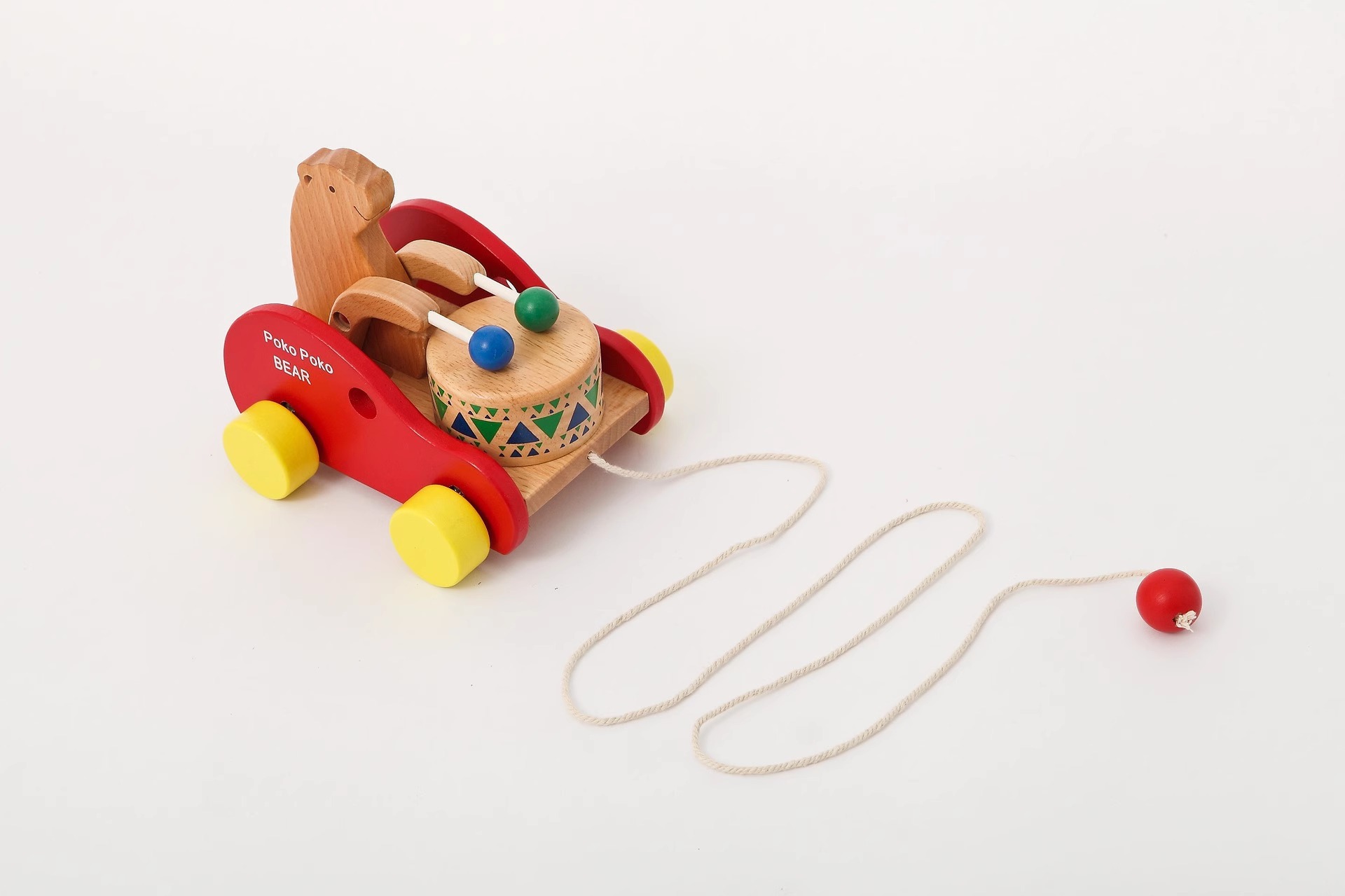 跨境外贸学步车拖拉牵引宝宝走路早教玩具儿童益智小熊敲鼓拉拉车益智积木P52详情5