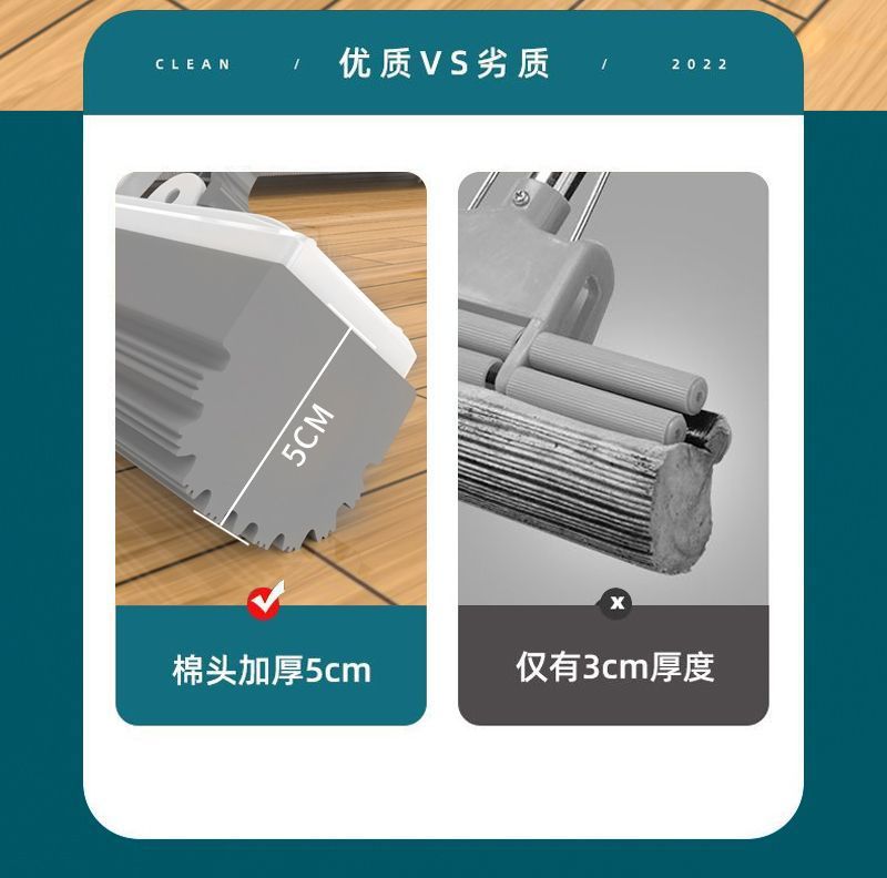 海绵拖把2025新款家用一拖净吸水对折式免手洗德棉头干湿两用拖把详情3