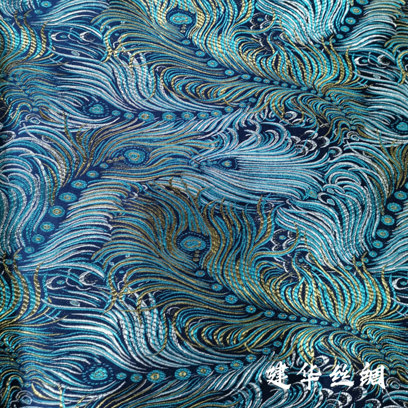 乱凤尾提花织锦缎面料服装茶杯垫手工包布料汉服唐装古风服装绸缎详情2
