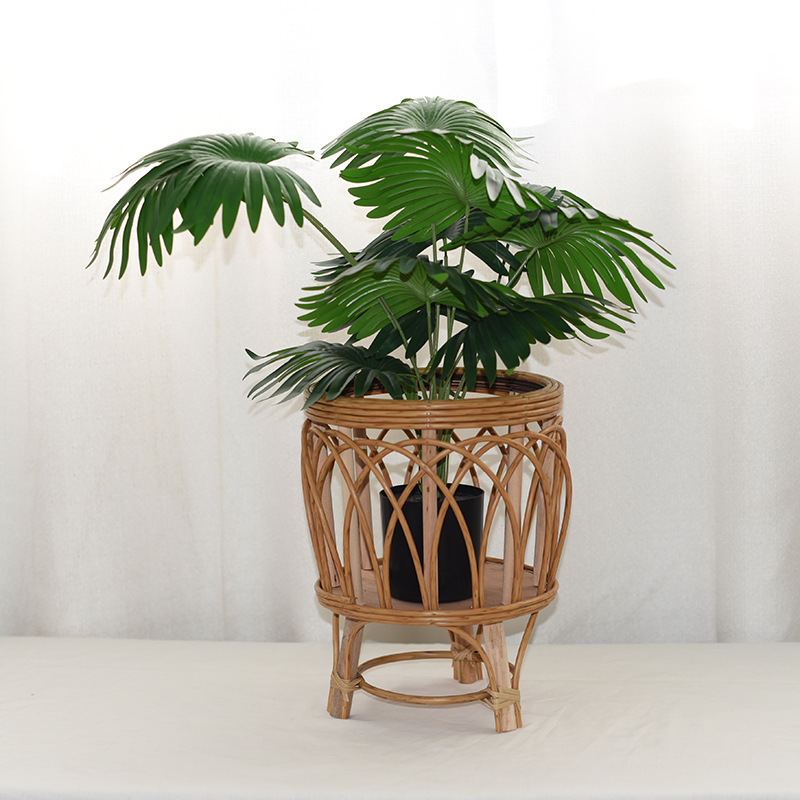 Nordic-style woven flower POTS, imitation vine flower stands, triangular living room, floor-standing balcony, bamboo woven flower baskets, indoor solid wood plants pic 11