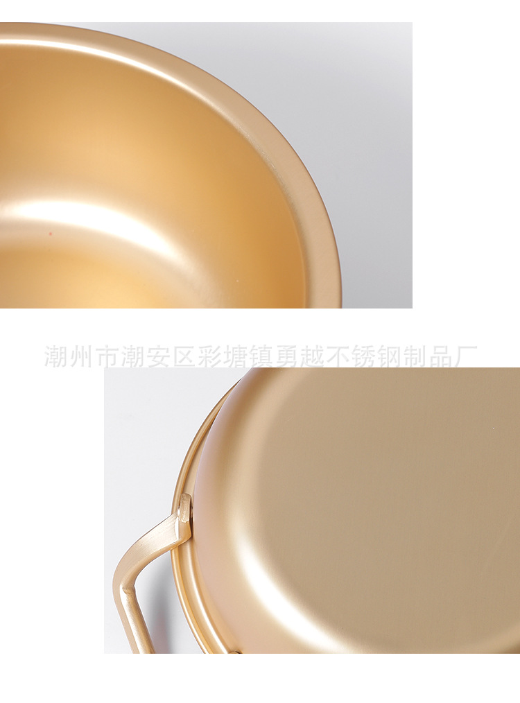 跨境韩式黄铝泡面锅家用迷你小煮锅酒店餐厅拉面锅双耳带盖汤锅详情17
